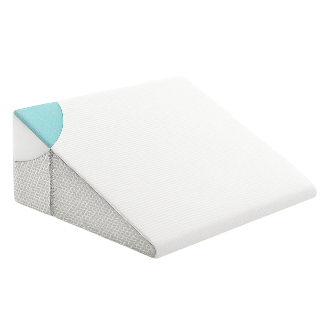 An image showing the cooling gel material of an inclined wedge support pillow with cooling gel memory foam for back pain relief on a white background.